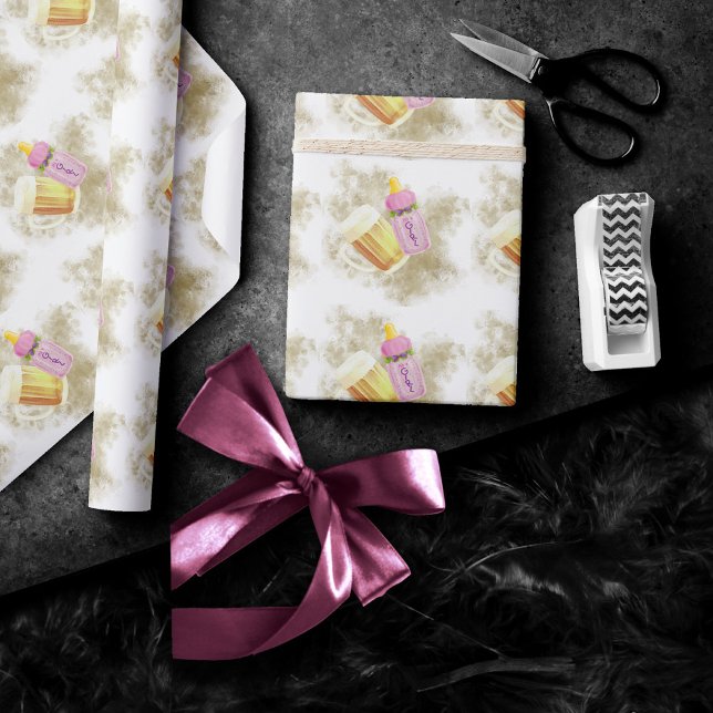 Papier Cadeau BBQ bébé et bière | Thème de la douche extérieure  (Créateur téléchargé)