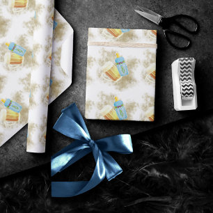 Papier Cadeau BBQ bébé et bière   Thème de la douche extérieure 