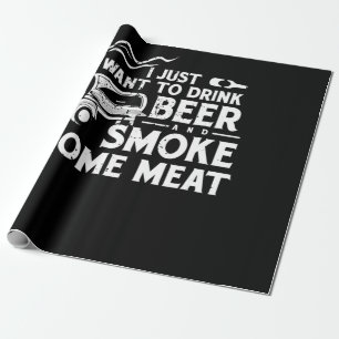 Papier Cadeau BBQ Fumer Pitmaster Cadeau Boire Bière Fumer Viand
