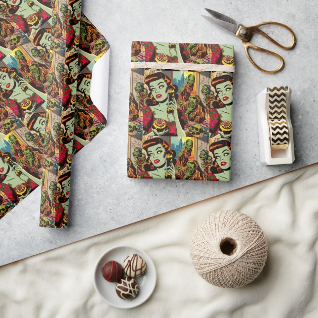 Papier Cadeau BD Zombie Horreur vintage (Artisanat)