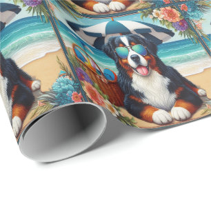 Papier Cadeau Beachside Bernese Bliss : Chien Cool avec lunettes