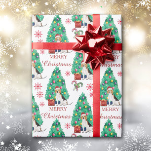 Papier Cadeau Beagle chien Motif de Noël