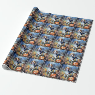 Papier Cadeau Beagle Halloween avec citrouilles effrayant