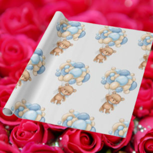 Papier Cadeau Bear Balloon Boy Cute Wrapper Papier