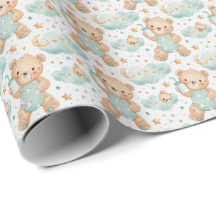 Papier Cadeau Bear Cute Baby Pastel Motif d'aquarelle