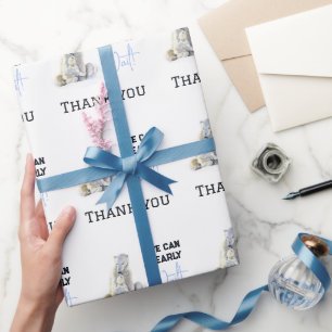 Papier Cadeau Bearly Wait Polar Ours Bleu Garçon Baby shower d'h