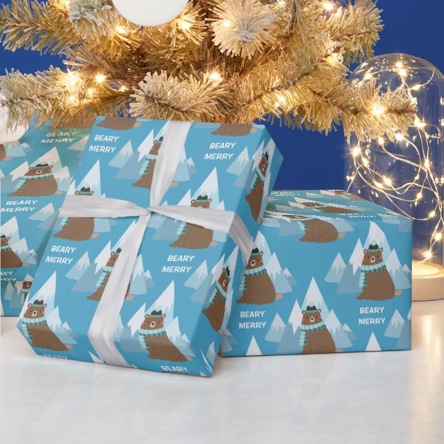 Papier Cadeau Beary Merry Mountain Noël (Vacances)