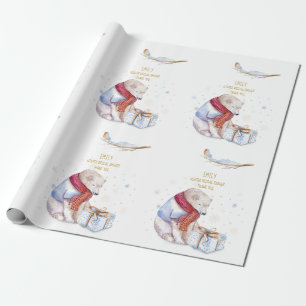 Papier Cadeau Beary Noël Ours Personnalisé Merveilleux Robin