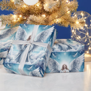 Papier Cadeau Beau Ange Blanc Gardien