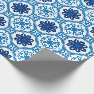 Papier Cadeau 💙 Beau bleu Azulejos I Envelopper du papier