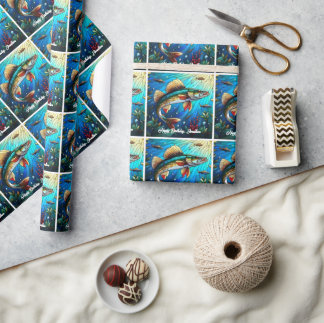 Papier Cadeau Beau brochet de walleye dans le lac