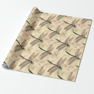 Papier Cadeau Beau cadeau de Motif de libellules Vintages