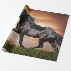 Papier Cadeau Beau Cheval Noir