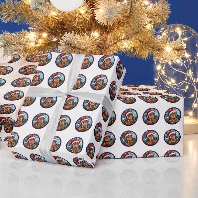 Papier Cadeau Beau Doberman Pinscher Chien Motif de Noël (Vacances)