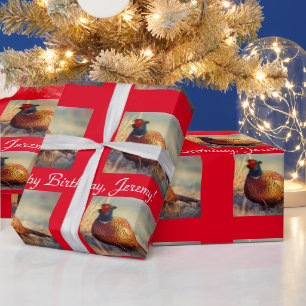 Papier Cadeau Beau faisan rouge