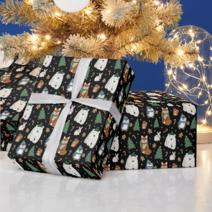 Papier Cadeau Beau hiver Animaux Motifs Noël