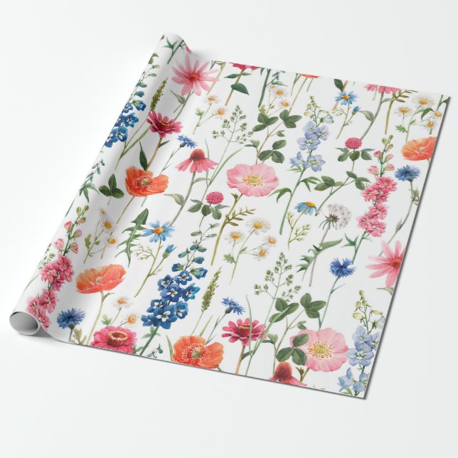 Papier Cadeau Beau jardin fleuri coloré sans couture motif (Déroulé)