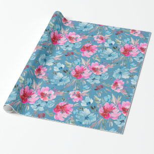 Papier Cadeau Beau motif de fleurs d'aquarelle