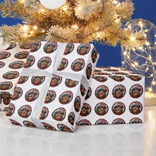 Papier Cadeau Beau Motif de Noël de chien Rottweiler