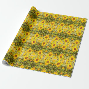 Papier Cadeau Beau Motif de tournesol rustique Vintage