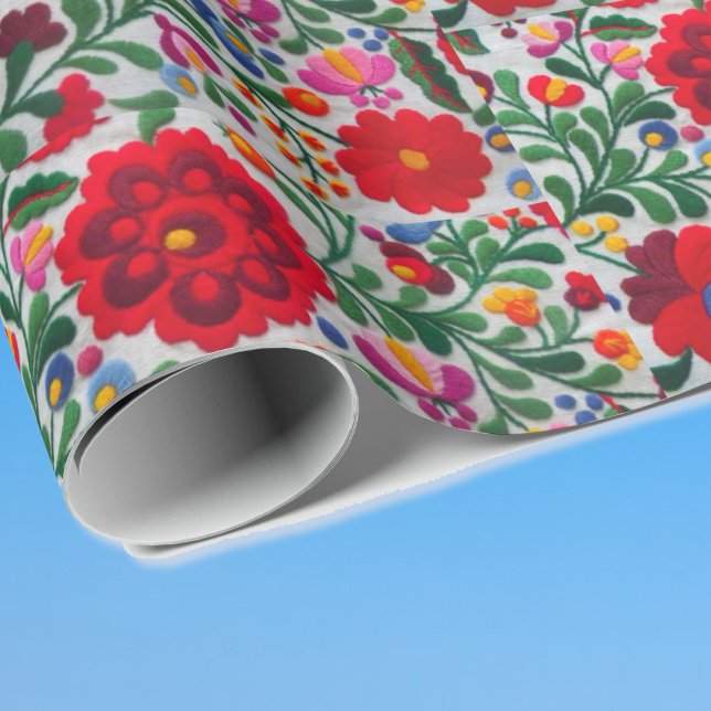 Papier Cadeau Beau Motif floral mexicain Wrappi (Créateur téléchargé)