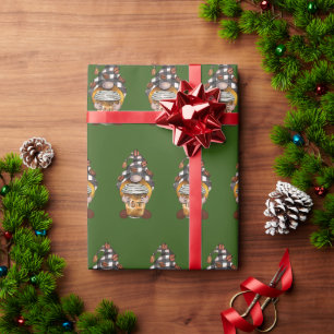 Papier Cadeau Beau Noël Café de Noël Gnome Papier d'enveloppemen