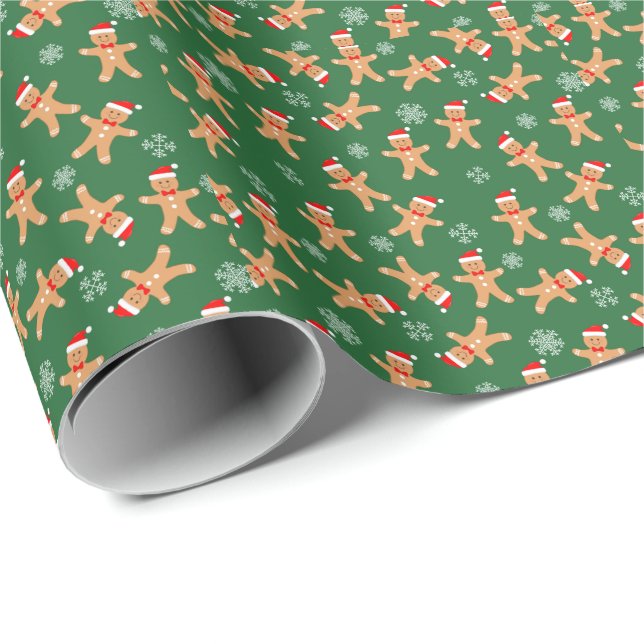 Papier Cadeau Beau Noël Pain d'épices Hommes Pneus de neige (Coin rond)