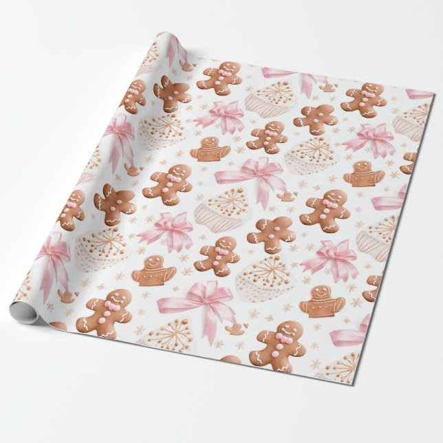 Papier Cadeau Beau pain d'épices aux fraises Noël (Déroulé)