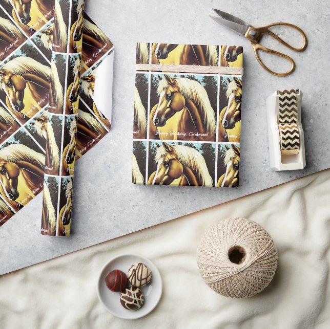 Papier Cadeau Beau Palomino Horse Anniversaire (Artisanat)