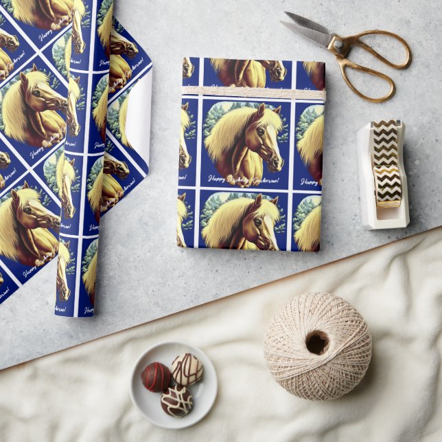 Papier Cadeau Beau Palomino Horse Anniversaire (Artisanat)