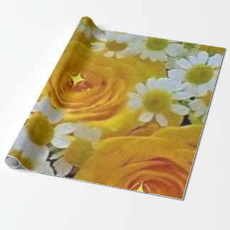 Papier Cadeau Beau papier d'enveloppement de roses jaunes