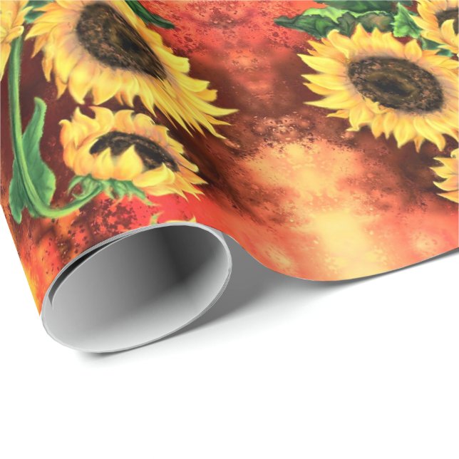 Papier Cadeau Beau papier d'enveloppement de tournesol (Coin rond)