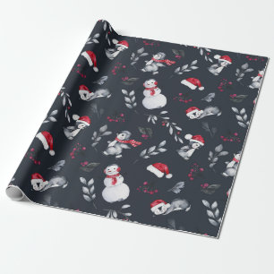 Papier Cadeau Beau papier enveloppant de pingouins de Noël