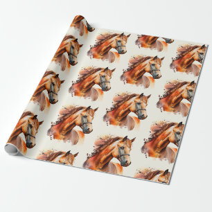 Papier Cadeau Beau Sorrel Horse Portrait Motif