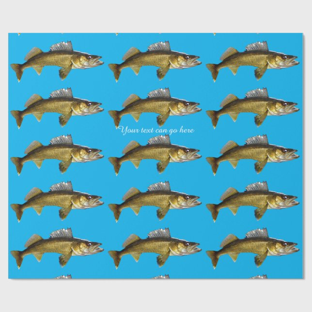 Papier Cadeau Beau Walleye sur Blue (Plat)