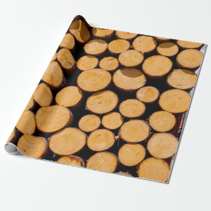 Papier Cadeau Beaucoup de chênes à tronc de bois arbres ronds en