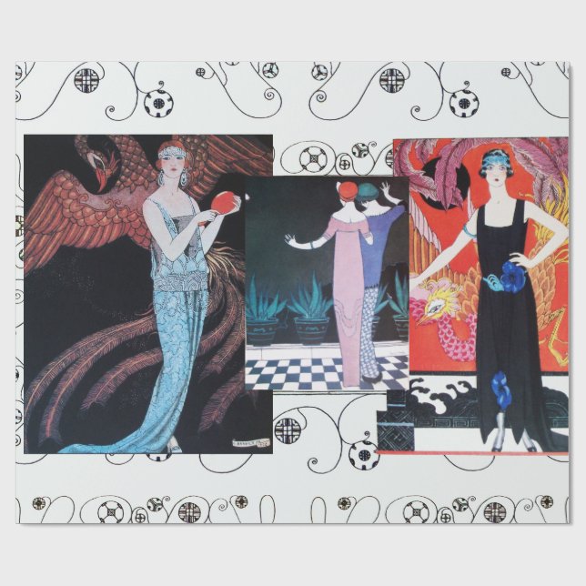 PAPIER CADEAU BEAUTÉ ET PHOENIX, DESIGNER MODE COMPOSÉ ARTISTE (Plat)