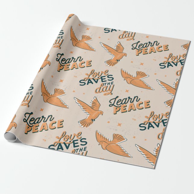 Papier Cadeau Beautiful Dove Peace Animal Pattern Cute Summer (Déroulé)