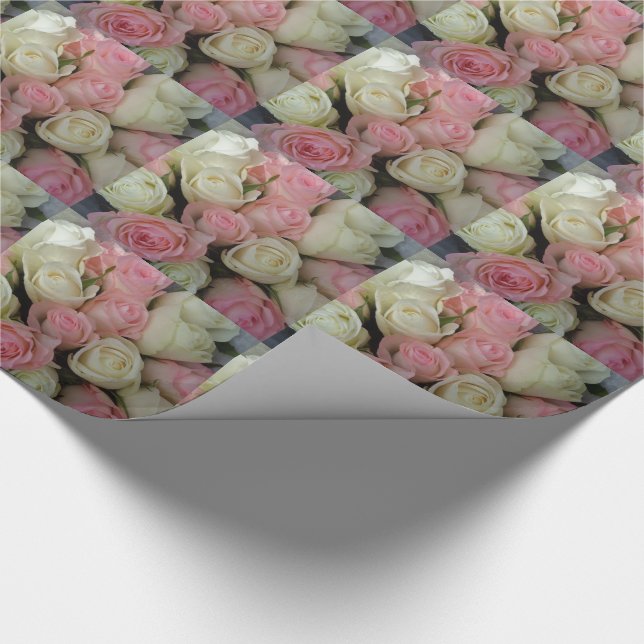 Papier Cadeau Beautiful Pink White Roses Flower Bouquet (Coin)