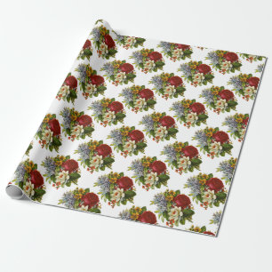 Papier Cadeau Beautiful Romantic Summer Bouquet with Red Rose