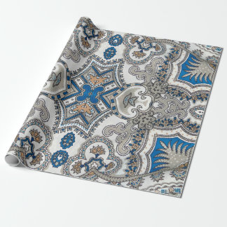 Papier Cadeau Beautiful white and blue arabesque, islamic patter