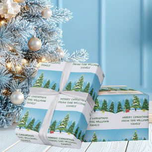 Papier Cadeau Beaux arbres de Noël personnalisables