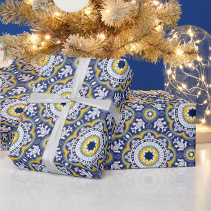 Papier Cadeau 😍 Beaux Azulejos bleus et jaunes,