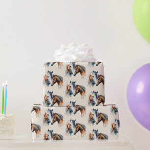 Papier Cadeau Beaux chevaux Western Boho Style Motif