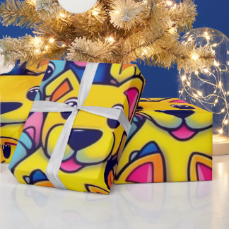 Papier Cadeau Beaux chiens colorés vibes de chien Enveloppement