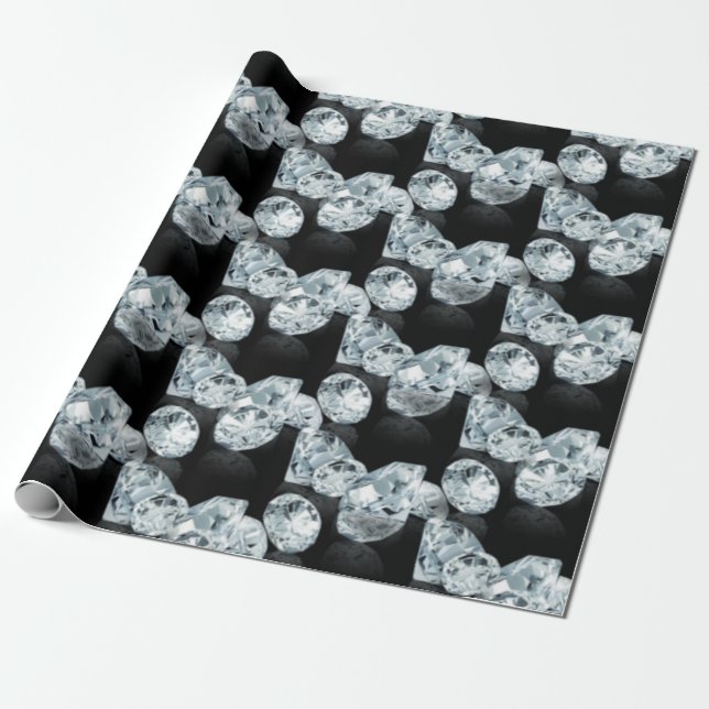 Papier Cadeau Beaux diamants de verre noir cadeau (Déroulé)