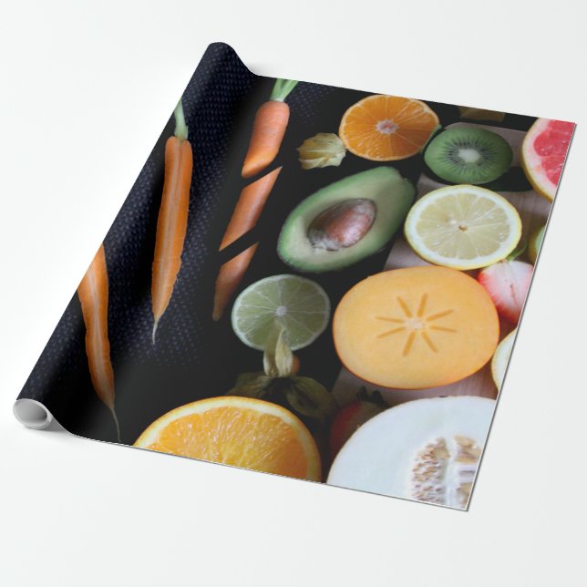 Papier Cadeau Beaux Fruits Et Légumes (Déroulé)