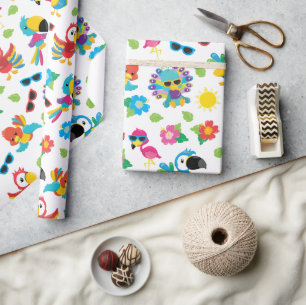 Papier Cadeau Beaux oiseaux tropicaux Motif de paradis coloré