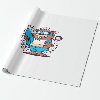 Papier Cadeau Beaver Surfing