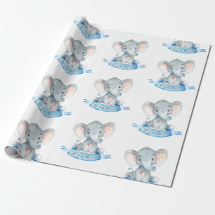 Papier Cadeau Bébé adoré bleu et gris